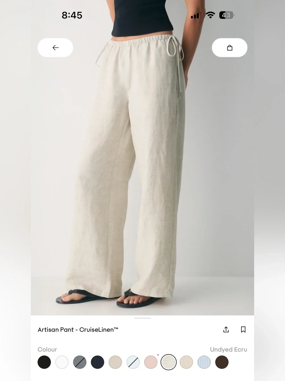 Aritzia Wilfred Natural Beige Elastic Waist Pants